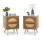 Bohemian Style Bedside Table with 2 Drawers and Solid Pine Wood Legs
